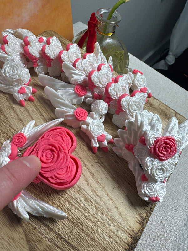 Alternate view of the 3D printed Rose Heart Dragon