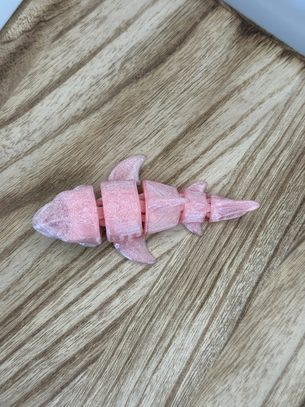 Alternate view of the 3D printed Great White Shark Keychain size