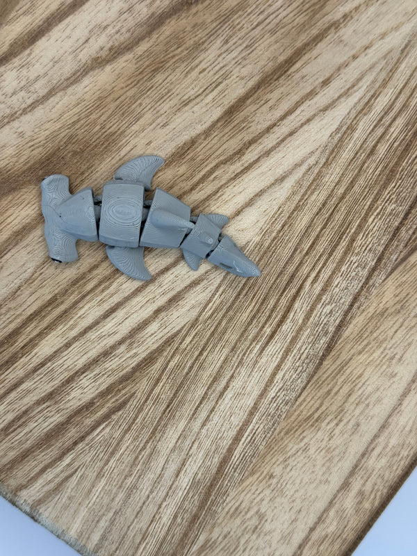 Alternate view of the 3D printed Hammerhead Shark Keychain size