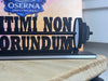 Close-up of right barbell plate detail on 3D printed desk sign