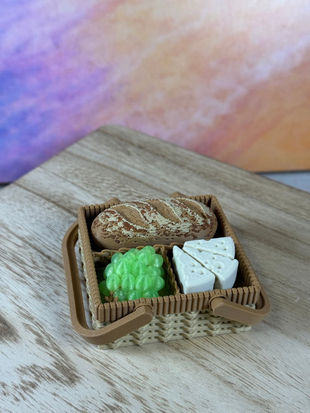 Bread, Grapes & Cheese Picnic Basket Multi-Clicker